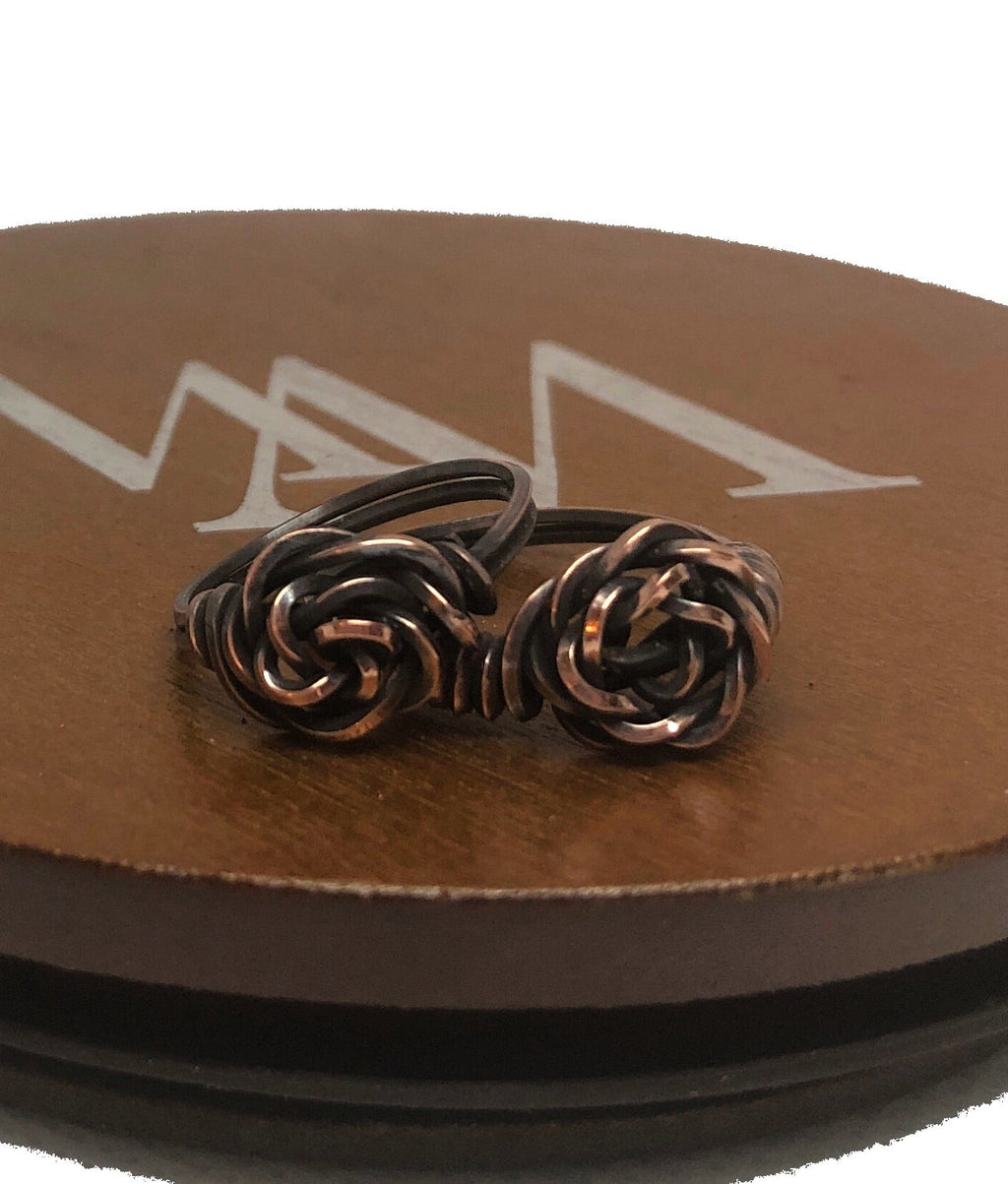 Wire Wrapped Twisted Copper Rose Ring